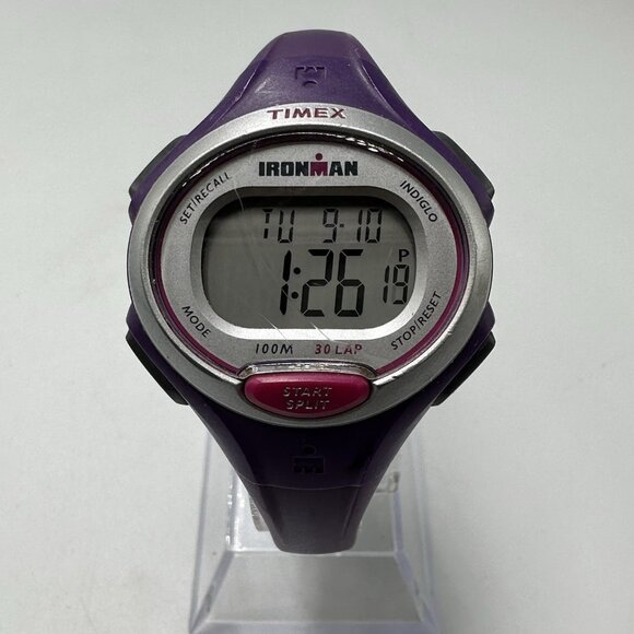 Timex Triathlon Ironman Digital Watch Women Purple Indiglo Water Resistant Works - Picture 1 of 13